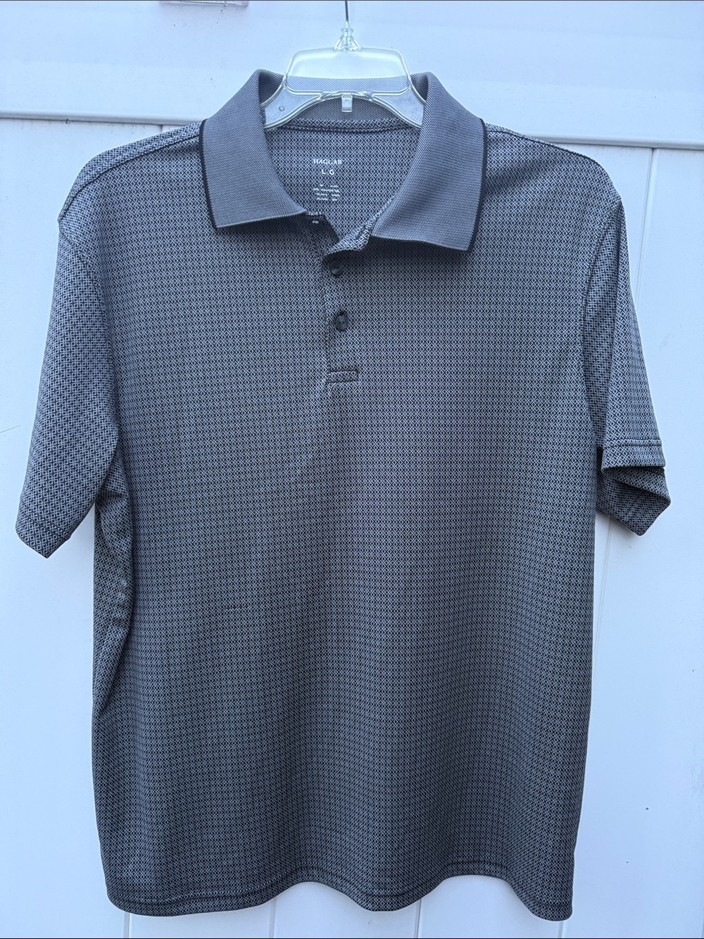 Haggar Men's Charcoal Mini-Check Polo